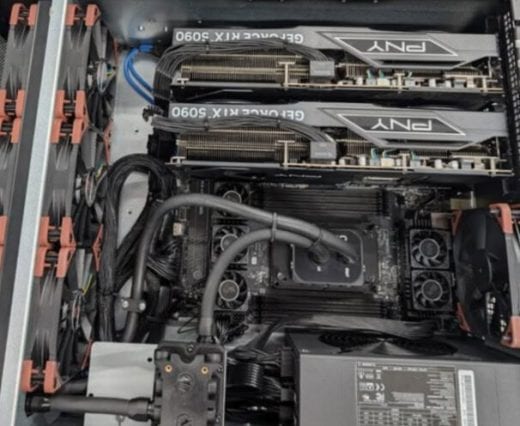 Threadripper liquid cooling inside a 4U PC