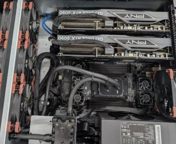 Threadripper liquid cooling inside a 4U PC