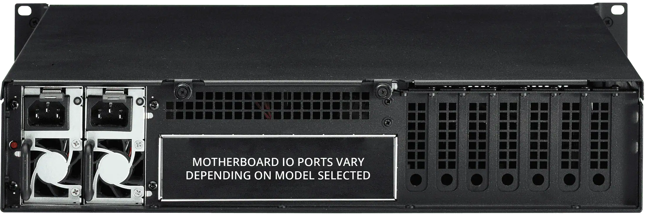 Rear view of 2U Plus PC - Low profile